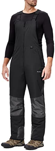 DAFENP Herren Skihose Latzhose Wasserdicht Schneehose Softshellhose Winter Warm Gefüttert Snowboardhose Overall mit Verstellbaren Hosenträgerhose MSHXK8114M-Black-L