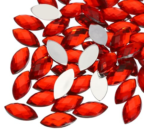 QUARKZMAN 50pz Pietre Preziose in Acrilico 7mm x 15mm per Artigianato Rosso