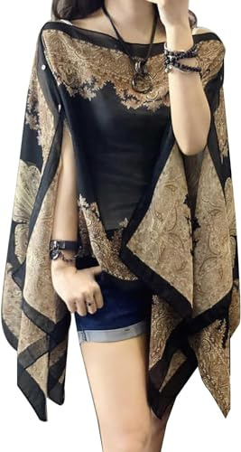 FZKun Chal De Protección Solar De Verano Para Mujeres - Cárdigan De Playa Casual Estilo Francés Chal De Chiffon Ligero Transpirable Bufandas Envolventes Poncho Capa Capalets (M,#1)