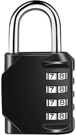 Yoezuo Vorhängeschloss Zahlenschloss, 4 Stellig Zahlencode Schloss, Zinklegierung Kombinationsschloss Wetterfestes Metall Combination Lock für Spind Fitnessstudio Werkzeugkasten (Schwarz)