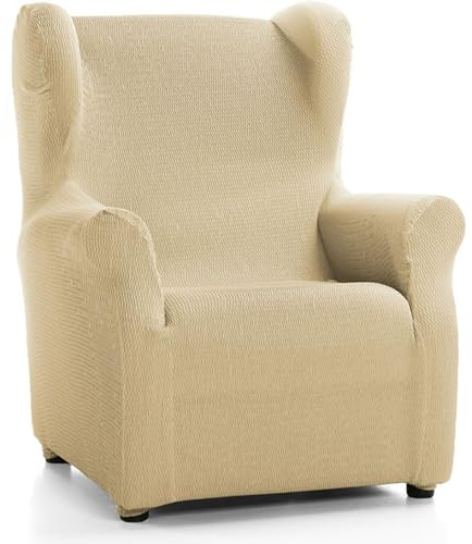 ECOMMERC3 | Copripoltrona trapuntata ultra aderente con Orecchie - Copripoltrona elasticizzata con schienale alto, colorata Beige - 100% prodotto in Spagna