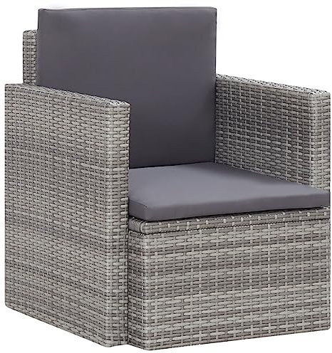 Willood Gartensessel mit Auflagen Poly Rattan Grau