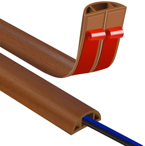 Passe Cable Sol Cache Fil Électrique Sol Auto-Adhésif 1M Petit Canal de câble Flexible pour Le Bureau, Le Concert, etc. Protection des Fil électrique et Prévention des Risques de Trébuchement