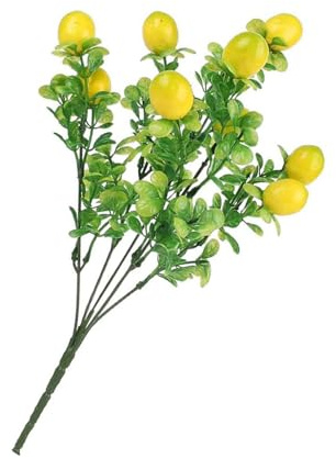 Generisch Künstliche Zitronenzweig, Gelbe Künstliche Zitronen Deko, Gelbe Künstliche Zitronen Mit Grünem Blatt Und Zweig Für Küchenparty, Tischdekoration, Heimdekoration