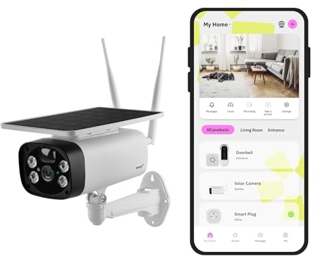 OMAJIN by Netatmo, Caméra Solaire Extérieure, WIFI, Alimentée par batterie, Vision nocturne, HD, Sirène 105 dB, Détection humaine/Mouvement/Son,Audio bidirectionnel, Stockage SD/Cloud, IP55, OSC-01