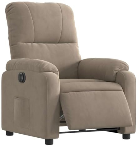 vidaXL Relaxsessel, Elektrisch Sessel mit Liegefunktion, Fernsehsessel Verstellbare Rückenlehne Fußstütze, Liegesessel Ruhesessel Polstersessel, Taupe Mikrofasergewebe