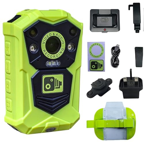 Brifield BR1 NEO Body Camera128GB Ultra HD Video Recorder Wearable Bodycam Body Worn Camera,Professional Personal Protection, Doorman, Bouncer, SIA Neon Yellow Security Camera, Klick Fast Connector | Body Worn Camera,Professional Personal Protection, Doorman, Bouncer, SIA Neon Yellow Security Camera, Klick Fast Connector