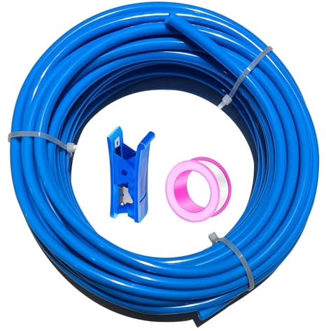 HAXIHA 10 Metri Tubo Aria Compressa Blu,Attacco Rapido Tubo Aria 12mm Diametro Esterno 8mm 32.8ft Diametro Interno, Pneumatico per Aria Compressa Adatto Per il di vari Utensili Pneumatici