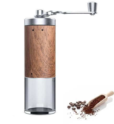 Éplucheur à café manuel – Petite fraise en acier inoxydable, moulin à manivelle portable | Cafetière fraîche avec noyau en céramique réglable, broyage de précision de conception compacte pour presse
