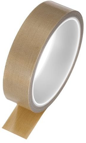 Sourcing Map 1 Pcs Brown 25mm x 0.18mm PTFE Coated Fabric Insulating Tape, 10m/33ft, Heat Resistant, Waterproof, Flame Retardant, Adhesive Tape for Vacuum Sealers, Electrical, Arts And Craft, Painting