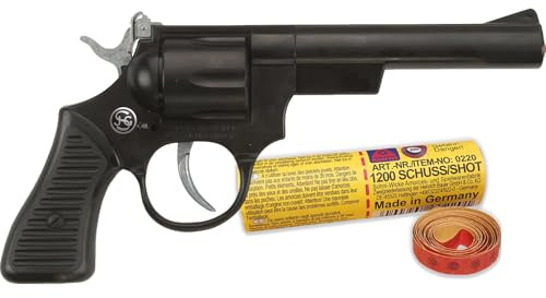 Hochwertige Pistole Revolver Gewehr inkl. 144 Schuss-Munition Polizei Cowboy für Kinder & Erwachsene Kostüm-Zubehör (Pistole Junior)