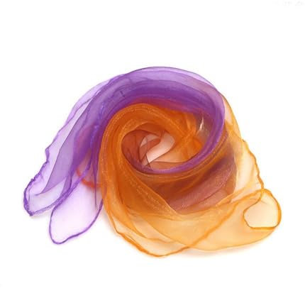 Blausky 10 Stück Square Jongliertücher,Tanz Tücher Set,Bunte Farbverlauf Chiffontücher Schal,Damen Kopftuch Seidentuch 60x60cm für Sensorisches Werkzeug,Tanzen Jonglieren,Orange Lila