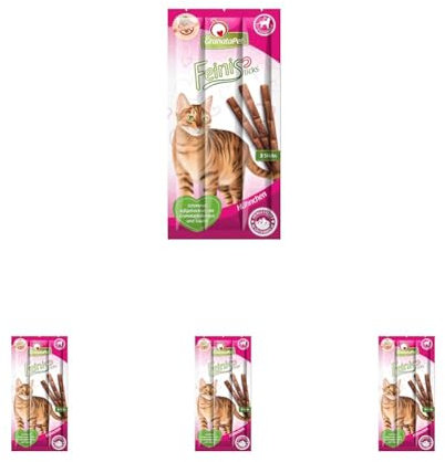 GranataPet FeiniSticks Hühnchen, Leckerchen für Katzen, bekömmlicher Katzensnack, Katzenleckerli ohne Getreide & Zuckerzusätze, Belohnung für verspielte Samtpfoten, 3 Sticks (Packung mit 4)