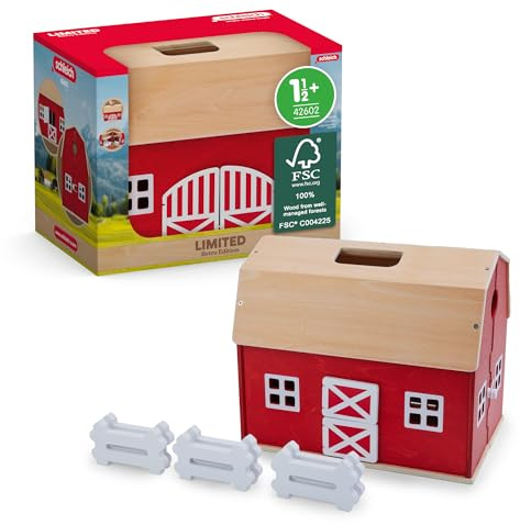 Schleich Farm World | Großer Bauernhof aus Holz 42602 | Set aus 7 Teilen | Set inkl. Haus, 6x Zaun & Zubehör | Farm aufklappbar | Geschenkidee für Jungen und Mädchen | Bauernhof Spielzeug ab 1,5 Jahre