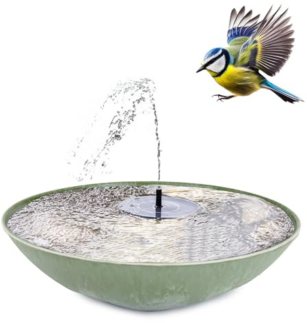 matches21 HOME & HOBBY Kit de fontaine solaire d'extérieur – Grand bol de 45 cm vert comme fontaine de jardin