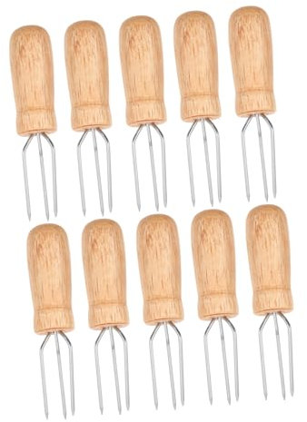 TOYANDONA 10pièces Fourchettes à Acier avec Poignée Ustensiles De BBQ pour Épis De Fruits Et Accessoires De Grillade pour Pique- Et Barbecue