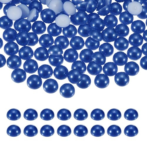 sourcing map 150 mezze perle per artigianato, 14 mm, in plastica, metà con retro piatto, perline cabochon sfuse per fai da te, abbigliamento, bicchieri, scarpe, abbellimento unghie (blu scuro)