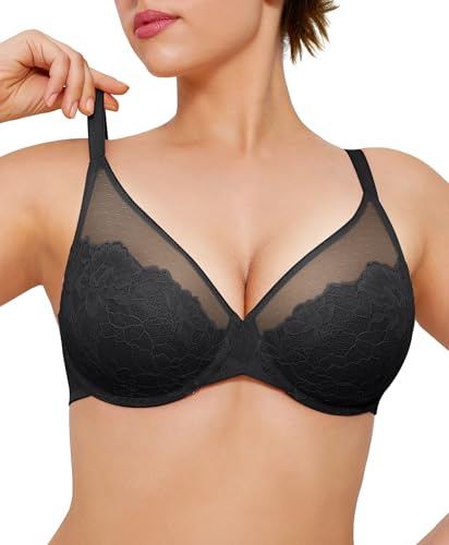 Popilush Lace Bra Minimizer Bras for Women Full Coverage Push Up Bra Underwire Bras for Women Size 38D Color Black