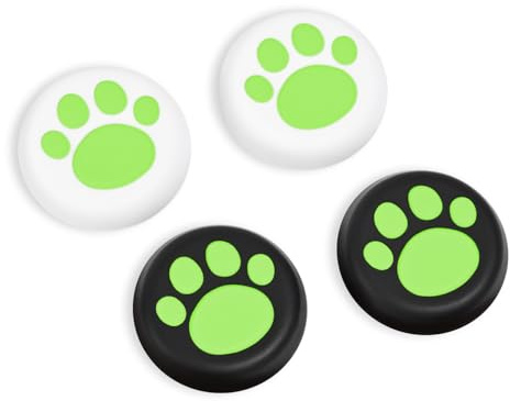 DLseego Tapas para Pulgar Compatible con Switch 2,4PCS Lindo Pata de Gato Joystick Cubiertas,Mejora de la Precisión de Apuntado Silicona Antideslizante Stick Analógico Tapas Protectoras,Verde