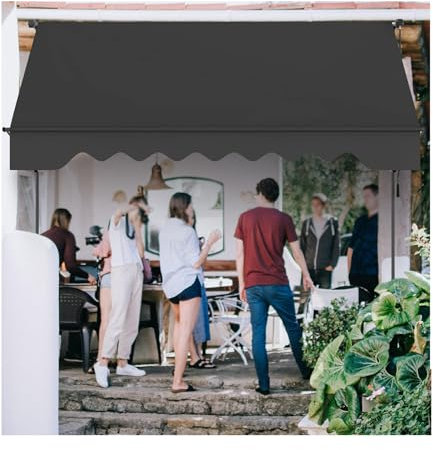 Tenda da Sole Pieghevole e Retrattile Manuale - Altezza Regolabile, Resistente ai Raggi UV e all'Acqua, Design autoportante Senza Foratura per Cortili, Negozi e Bar - Nero, 4 m (157,48 polli
