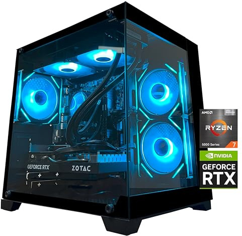 VINENIU Gaming PC Desktop Computer, Ryzen 7 5700X, RTX 5060TI, 32GB DDR4 RAM, 1TB M.2 NVMe SSD, 240mm Liquid Cooler, ARGB Fans, for Gaming and Office Design Work (MX570)