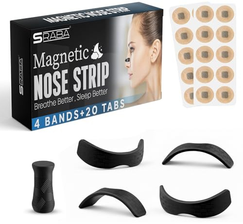Magnetic Nose Strips 20 Pcs Nose Magnet - Anti Snoring Devices Snoring Aids for Women & Men - Nasal Strips with Nose Magnets for Snoring Relief and Better Breathing Easy to Use Skin Friendly Strips