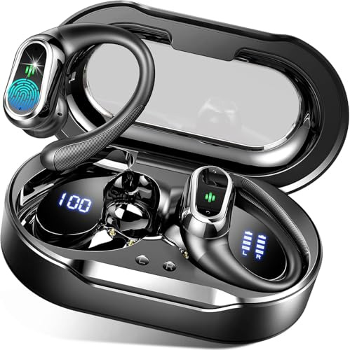 Wireless Earbuds, 50H Ear Buds Bluetooth 5.4 Earphones Sport HiFi Stereo with ENC Noise Cancelling Mics, Wireless Headphones with Earhooks, IP7 Waterproof Bluetooth Headphones for Running Gym Workout