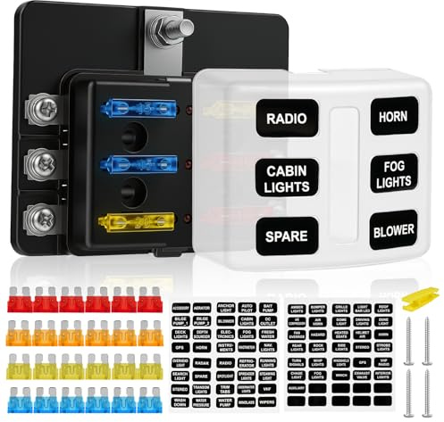 flintronic 6 Fach Sicherungshalter, 24 Volt Sicherungsblock ATC/ATO | Sicherungskasten mit Positiven Negativen, mit 24 Sicherungen Flachsicherunge, für Auto LKW Auto Wohnmobil Camper Boot