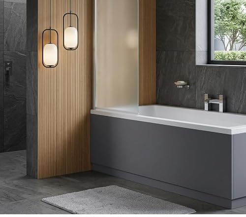 D pro T Bath Side Panel or End Panel Solid MDF with Melanie Coated Finish Bathroom Bath tub White Grey Silver (Grey Side Panel)