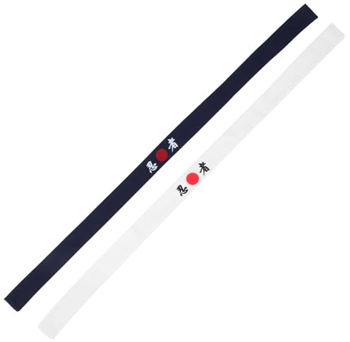 BESTOYARD 2stücke Japanische Ninja Stirnbänder für Frauen Wiederverwendbar Kopfbänder im Karate Stil Atmungsaktiv Komfortabel Verstellbar Geeignet als Sushi koch Kostüm Zubehör