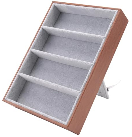 muqeu Sunglasses Display Glasses Cases 4 Grids Sunglasses Display Box Glasses Display Jewelry Organizer Tray - Brown