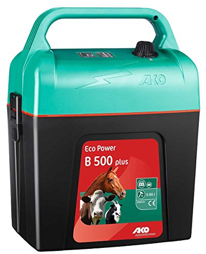 AKO Power Shock B 500 Plus, Weidezaungerät Expert, 9 V Trockenbatteriegerät, Input 0.64 J, max. Spannung 10.000 V, für Zäune bis 9 km, 5 Jahre Garantie, Made in Germany