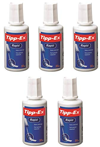Tipp-ex Flüssigkorrigierer, Rapid-Schaumstoff, Weiß, 20 ml, 5 Stück