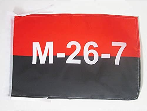 AZ FLAG Bandera de Cuba Movimiento 26 DE Julio 45x30cm - BANDERINA REVOLUCIÓN Cubana 30 x 45 cm cordeles | Uso interior y exterior Enseña de la revolución cubana costuras dobles y bordes reforzados poliéster ligero