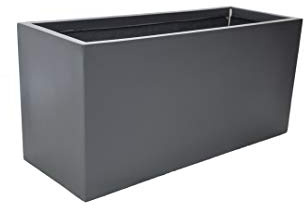 Pflanzkübel für Rollen aus Fiberglas, Blumenkübel, Pflanzgefäß, Blumengefäß, Pflanztopf, Blumentopf (L80 x B30 x H40 cm, anthrazit)