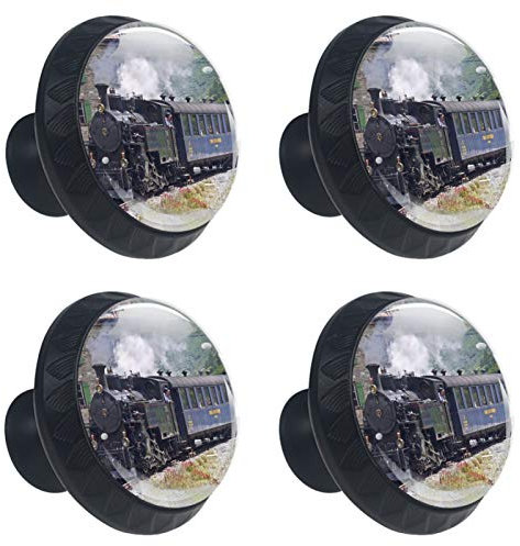 Abenily Schrankknauf, rund, 4 Stück, Glas-Dampfeisenbahn, alte Zug-Möbelbeschläge, Küchenschrank, Schranktür, Truhe, Möbel, Schubladengriffe 30 mm