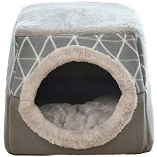 ChuangRong Cueva de Gato Cachorro Plegable Cama para Mascotas Nido Acogedor Calentito con Cojín Extraíble Casa Sofá para Perro Pequeño Gato Gris L