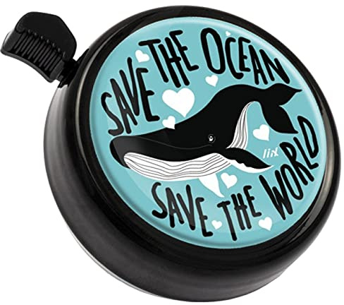 Liix Big Colour Bell neu 2021 Wal Design mit Spruch Save the Ocean extra große ud stylische Fahrradklingel mit lackiertem und wetterbeständigem Metall Deckel lauter Klang