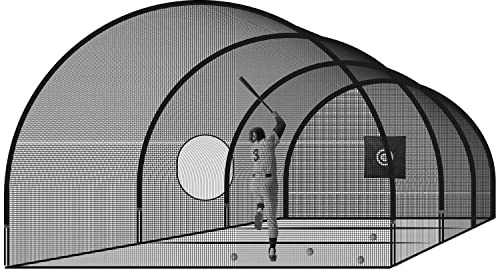 Upgrade 30FT Baseball and Softball Batting Cage Net and Frame, Large Batting Cages Net with Steel Frame for Home - Backyard Batting Cage with Pitching Backstop and Carry Bag