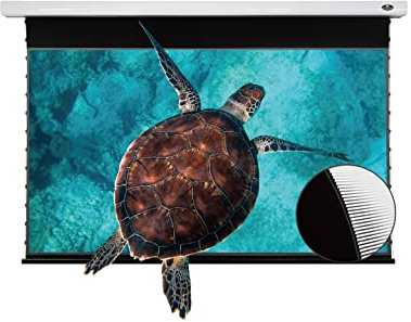VIVIDSTORM-Projection Screen,PRO Slimline Motorized Electric Tab-tensioned/Remote Controlled Drop Down Screen,Compatible with 4K Ultra Short Throw Laser Projector,VMSLUST120H-W