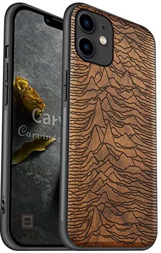 Carveit Coque Compatible avec iPhone 11 Étui en Bois [Etui en Bois Rigide Antichoc avec Cadre en TPU] pour 11 Premium Coque de Protection (Noyer-Le Premier Pulsar/CP 1919)