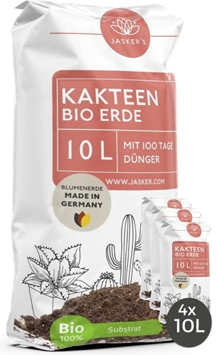 JASKER'S Kakteenerde 40 L - Mit 100 Tage Dünger und Sand angereichert - Kaktuserde - Kaktus Erde für alle Kakteen - Ideale Kakteen Erde zum Pflanzen und Umtopfen - Erde Kaktus - Erde Kakteen
