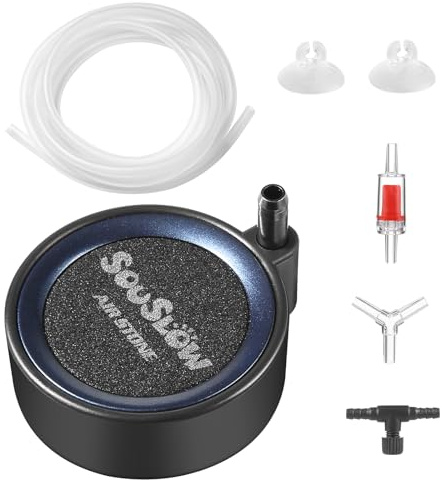 SOUSLOW Aquarium-Luftstein, Aquarium-Luftstein-Set mit 2 m Luftschlauch, leiser Blasenstein für Hydrokultur-Fischaquarien (5 cm)