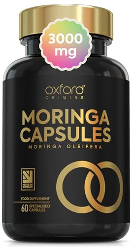 Advanced Moringa 60 Capsules 3000mg | Two Capsules per Day for Wellness | 1 Month Supply | High Strength & Vibrant Moringa Powder for Vitality | Easy Swallow Natural Boost | Lovingly Made in The UK