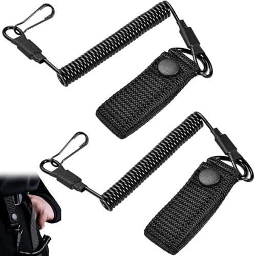2 Stück Tactical Lanyard, Spirale Schlüsselring, Spiral Schlüsselanhänger, Spiral SchlüSselanhänger Sicherungsseil für Angeln, Paracord Schlüsselanhänger 150cm für Schlüssel Angeln Camping (Schwarz)