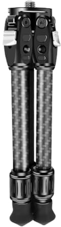 FEICHAO Trípode retráctil de fibra de carbono, 3 secciones, trípode ajustable con tornillo de 1/4 para cámara réflex digital, accesorios de clip para teléfono