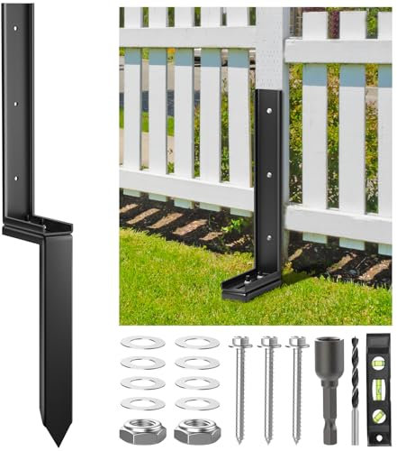 Housolution Fence Post Repair Kit, Steel Post Repair Stake with Adjustable Angle, Separated Anchor Ground Spike Easy to Fix Broken Wooden Posts, Rustproof Garden Fence Set (1 Pack)