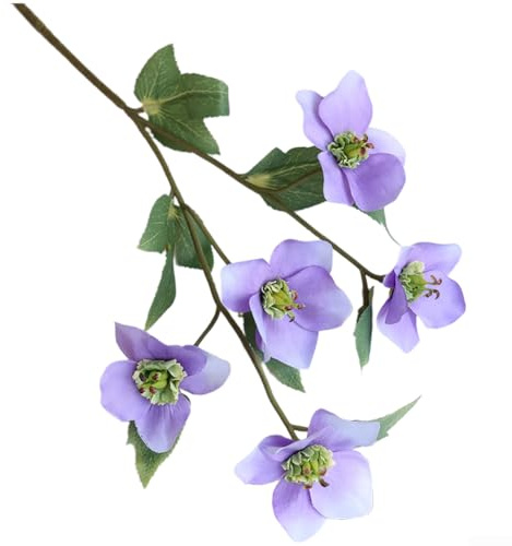 Floweringbeter Künstliche Ranunkel-Seidenblumen, 5 Köpfe für Hochzeitsfotografie, Heimdekoration und Veranstaltungen, mit biegbaren Drahtstielen zum Arrangieren (lila)