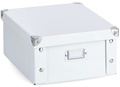 Zeller 17763 Caja de Almacenaje, Cartón, Cardboard, Blanco, 31x26x14 cm