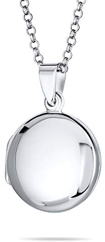 Bling Jewelry Personalisierte Große Einfache Schlichte Kuppel Runde Kreis Foto Medaillons Für Frauen Und Teenager Poliert .925 Silber Medaillon Halskette Anhänger Hält Bilder
